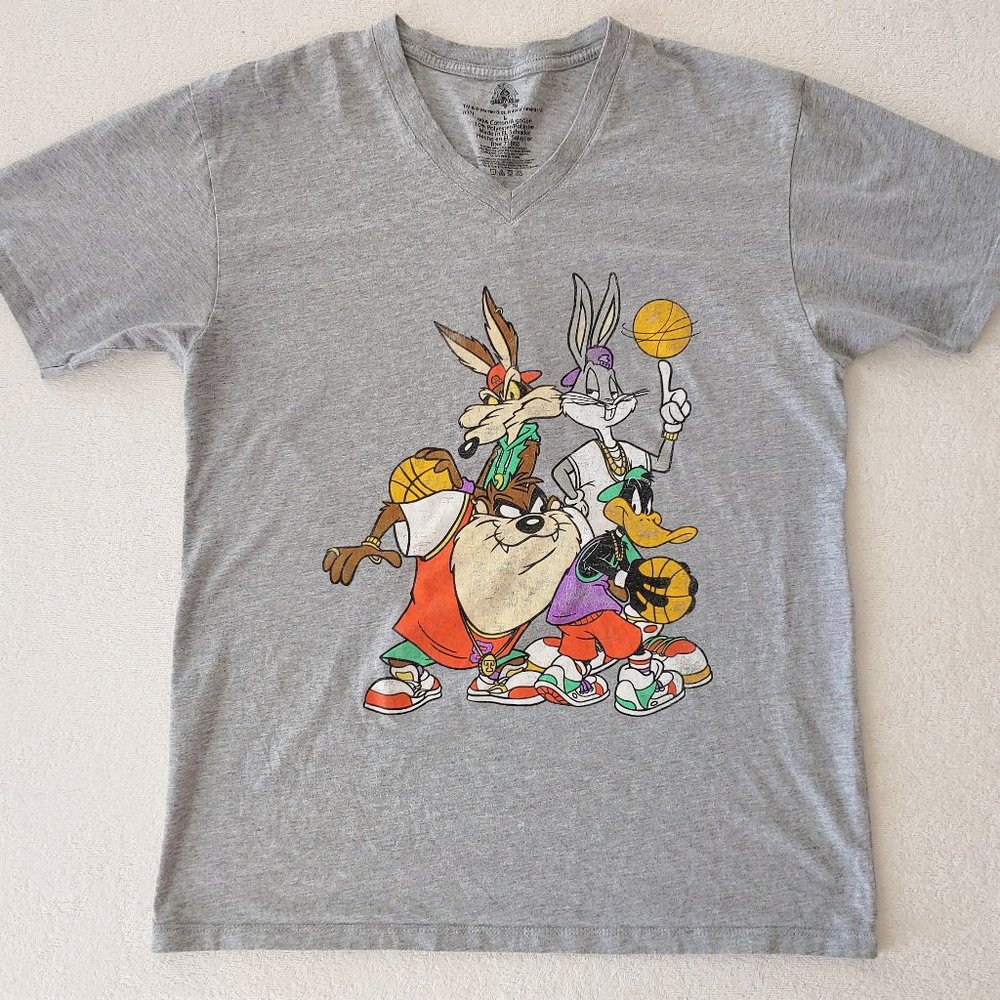 VTG Looney Tunes Space Jam V-Neck Graphic T-Shirt